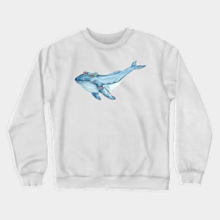 Floral Humpback Whale - Hippie whale Crewneck Sweatshirt